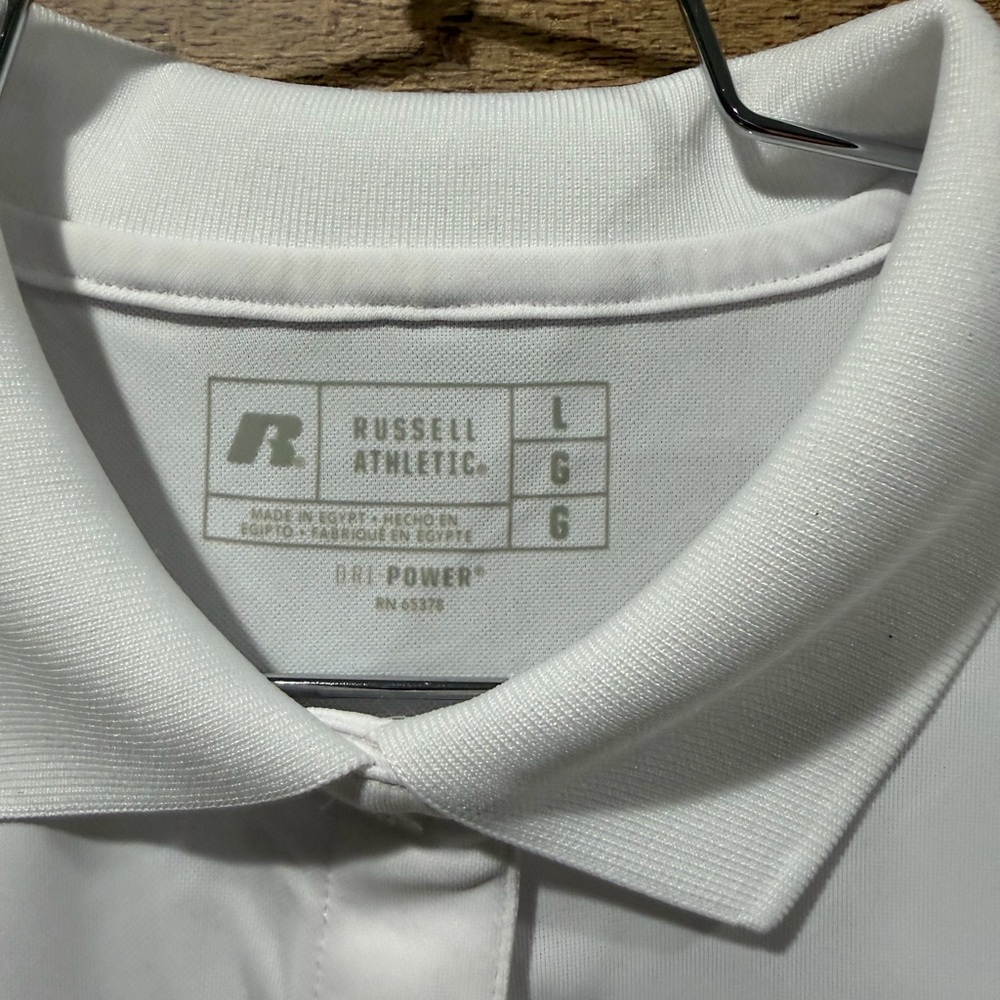 Russell Athletic Women’s White Button Down Polo Shirt Size Large - Picture 4 of 5